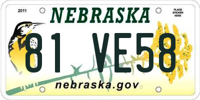 NE license plate 81VE58