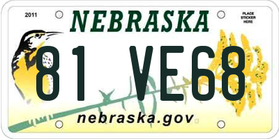 NE license plate 81VE68