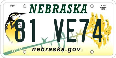 NE license plate 81VE74