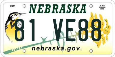 NE license plate 81VE88