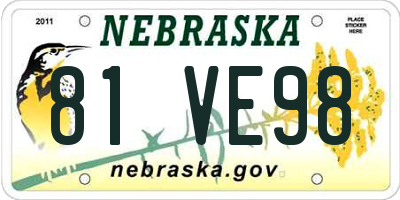 NE license plate 81VE98