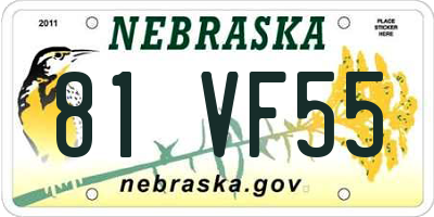 NE license plate 81VF55