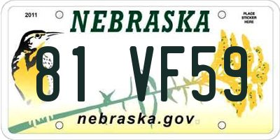 NE license plate 81VF59