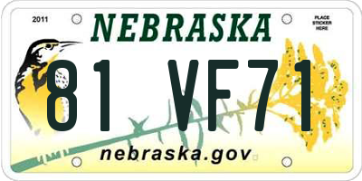 NE license plate 81VF71