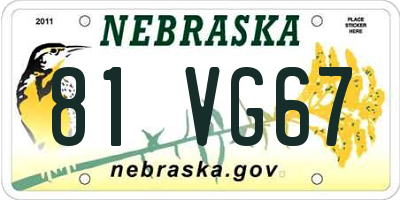 NE license plate 81VG67