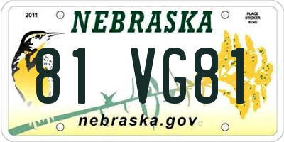 NE license plate 81VG81