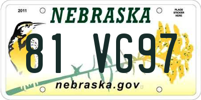 NE license plate 81VG97
