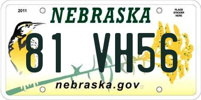 NE license plate 81VH56