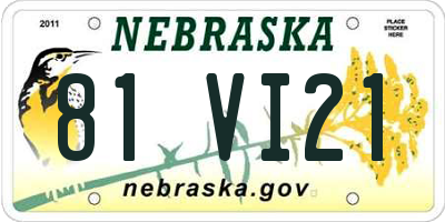 NE license plate 81VI21
