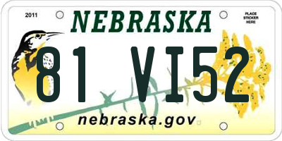 NE license plate 81VI52
