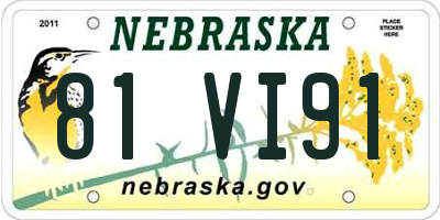 NE license plate 81VI91