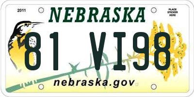 NE license plate 81VI98