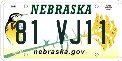 NE license plate 81VJ11