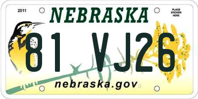 NE license plate 81VJ26