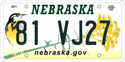 NE license plate 81VJ27