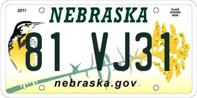 NE license plate 81VJ31