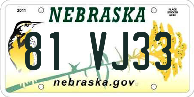 NE license plate 81VJ33