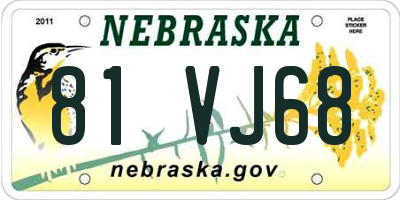 NE license plate 81VJ68