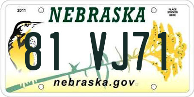 NE license plate 81VJ71