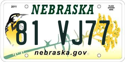 NE license plate 81VJ77