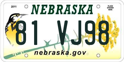 NE license plate 81VJ98
