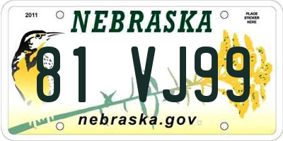NE license plate 81VJ99