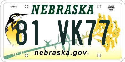 NE license plate 81VK77