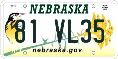 NE license plate 81VL35