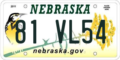 NE license plate 81VL54