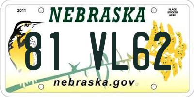 NE license plate 81VL62