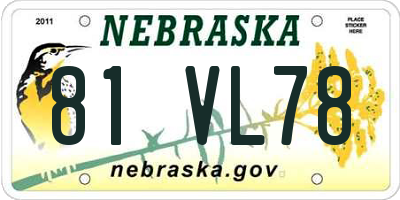 NE license plate 81VL78