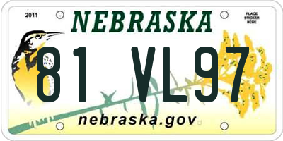 NE license plate 81VL97