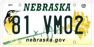 NE license plate 81VM02