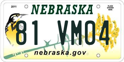 NE license plate 81VM04