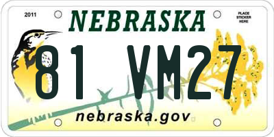 NE license plate 81VM27