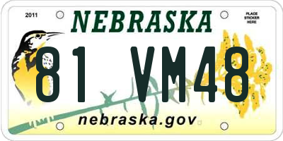 NE license plate 81VM48