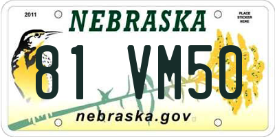 NE license plate 81VM50