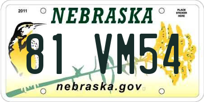 NE license plate 81VM54