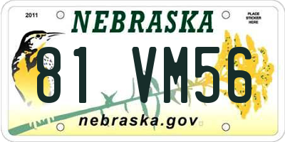 NE license plate 81VM56
