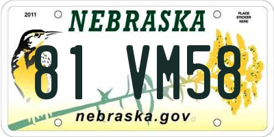 NE license plate 81VM58