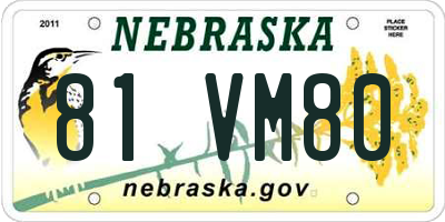 NE license plate 81VM80