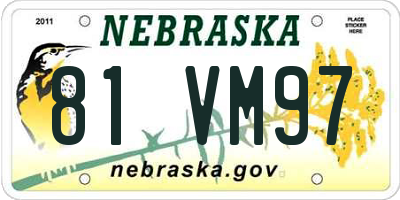 NE license plate 81VM97