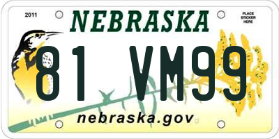 NE license plate 81VM99