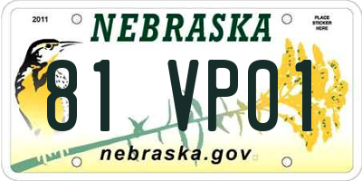NE license plate 81VP01