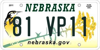 NE license plate 81VP11