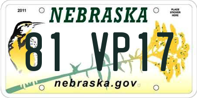 NE license plate 81VP17