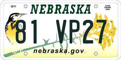 NE license plate 81VP27