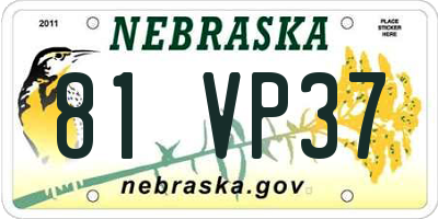 NE license plate 81VP37