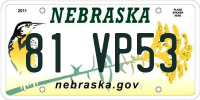 NE license plate 81VP53