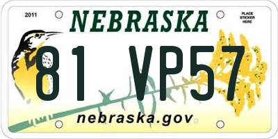 NE license plate 81VP57